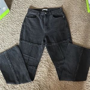 PacSun Eco Black Frayed High-Waisted Boot-Cut Jean